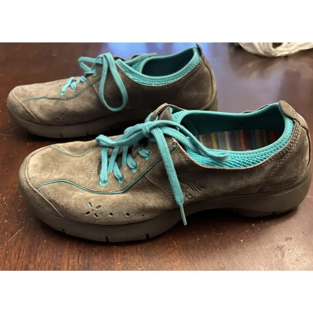 Dansko Elise Suede Comfort Shoes 39 Gray Turquoise 4401952000 US 8.5